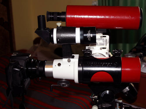 Luneta z aparatem Canon EOS 350D na głowicy EQ 5 wraz z szukaczem ATM 8.8x60 mm
