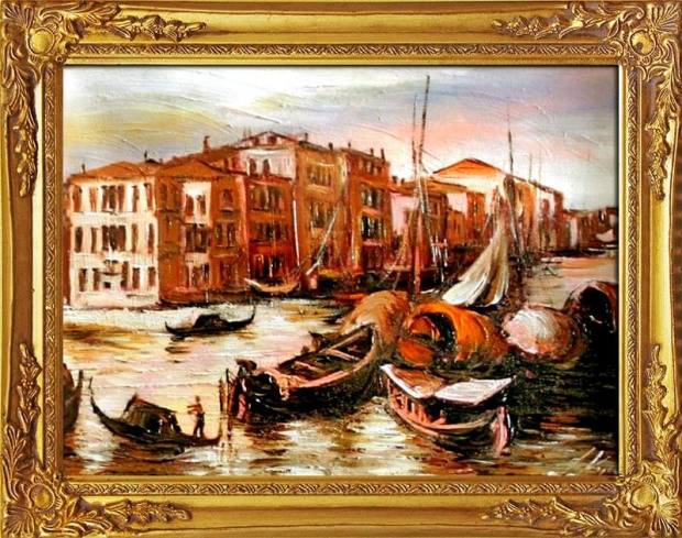 Venedig- Ölgemälde handgemalt Rahmen Sygniert 47x37cm, G04995. 64,99 euro,wys - 0 euro. #wenecja