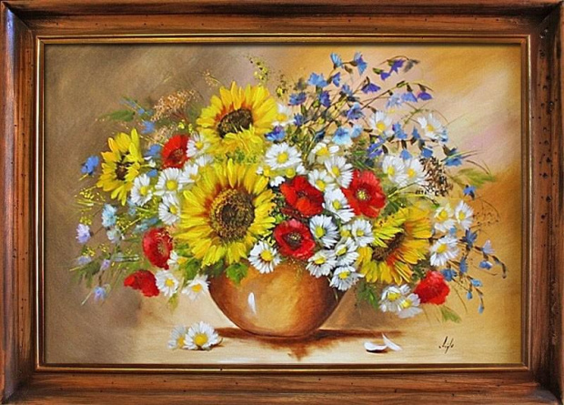 Tytul : Sonnenblumen - Ölgemälde handgemalt Rahmen Sygniert 106x76cm, G02962
189 euro, wys - 0 euro. #kwiaty