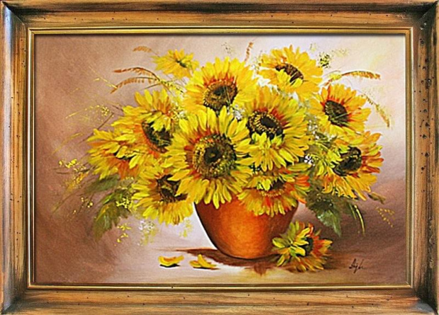 Tytul : Sonnenblumen - Ölgemälde handgemalt Rahmen Sygniert 106x76cm, G02298
189 euro, wys - 0 euro. #kwiaty