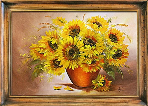 Tytul : Sonnenblumen - Ölgemälde handgemalt Rahmen Sygniert 106x76cm, G02298
189 euro, wys - 0 euro. #kwiaty