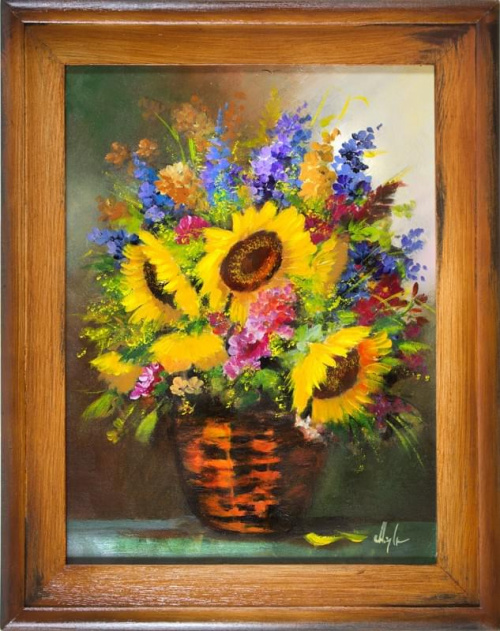 Tytul : Sonnenblumen - Ölgemälde handgemalt Rahmen Sygniert 47x37cm, G16316.
65 euro, wys - 0 euro. #kwiaty
