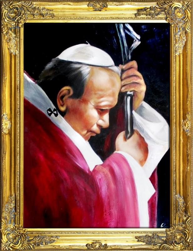 Tytul : Papst Johannes Paul II - Ölgemälde handgemalt Rahmen Sygniert 83x63cm, G01349
189 euro, wys - 0 euro. #Papiez