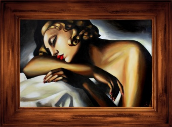 Tamara de Lempicka-Die Schläferin-116x86 Ölgemälde Handgemalt Leinwand Rahmen Sygniert cena 279 euro