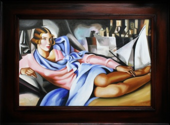 Tamara de Lempicka-116x86 Ölgemälde Handgemalt Leinwand Rahmen Sygniert cena 279 euro